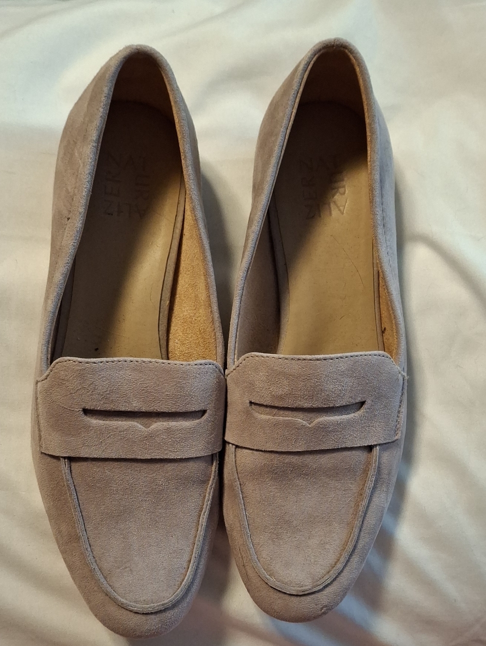 Naturalizer Suede Penny Loafers in Light Taupe